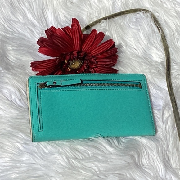 Kate Spade Aqua Blue Snap Close Bi Fold Wallet - Picture 2 of 8